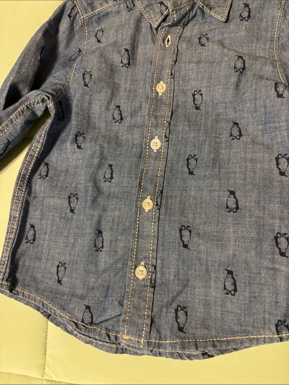 OshKosh B'gosh Denim-Look Penguin Button-Up Jacket - Blue